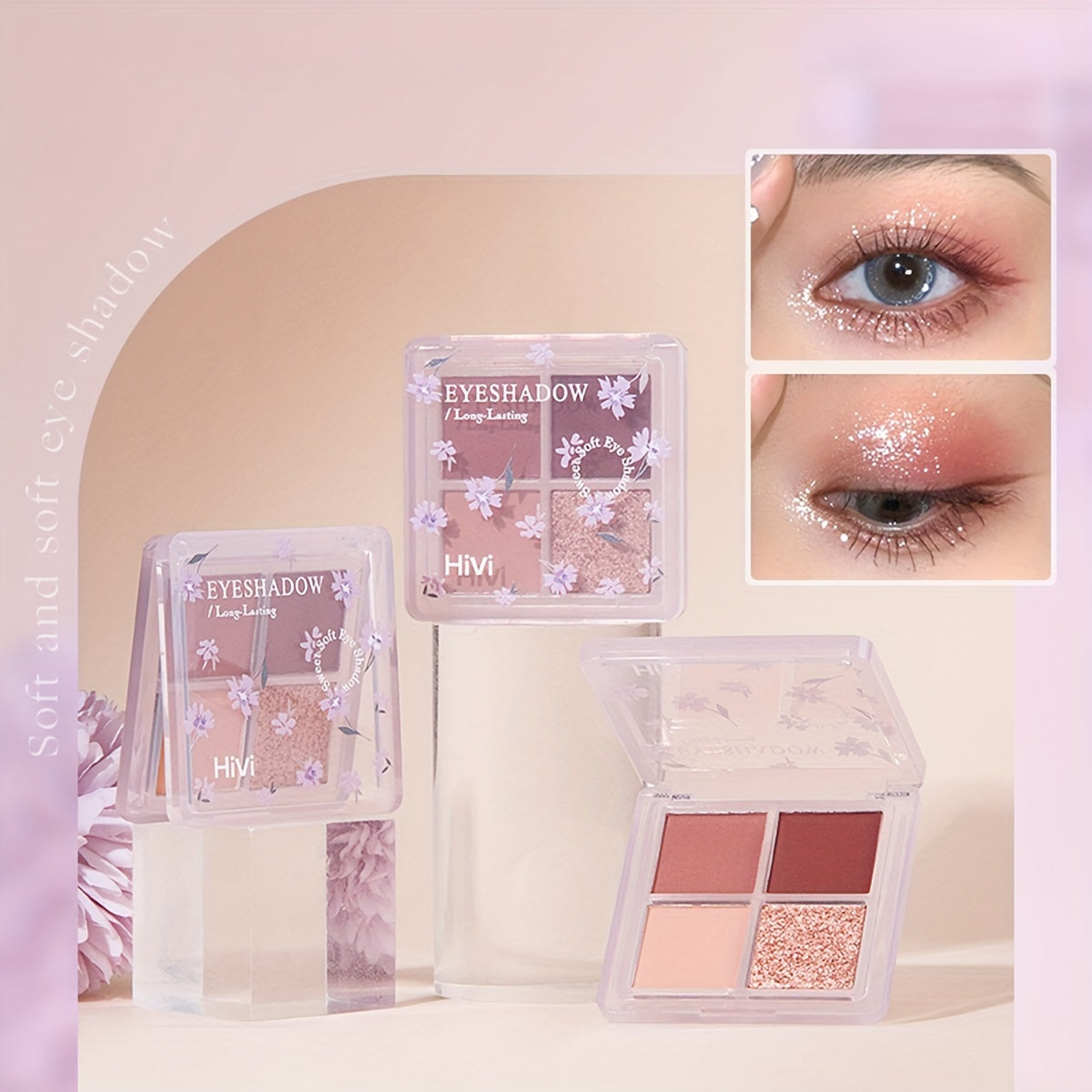 8pcs Flower Language Makeup Gift Box, Velvet Lip Gloss Lipstick Blush Powder Eyeliner Pen Eyeshadow Palette Cosmetics Set, Ideal Gift For Mother's Day Makeup Set