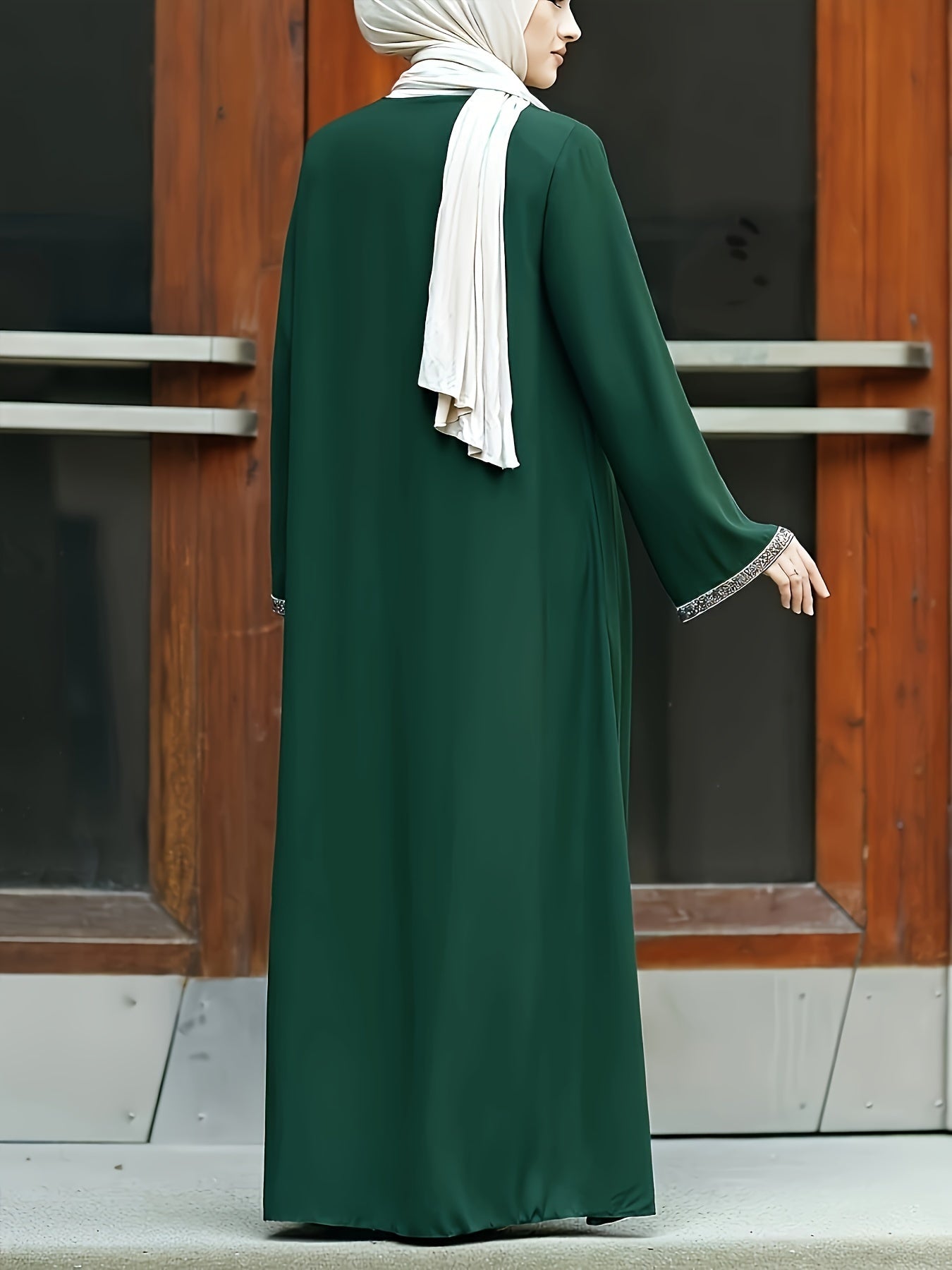 Long Sleeve Zip-up Kaftan Dress, /MH