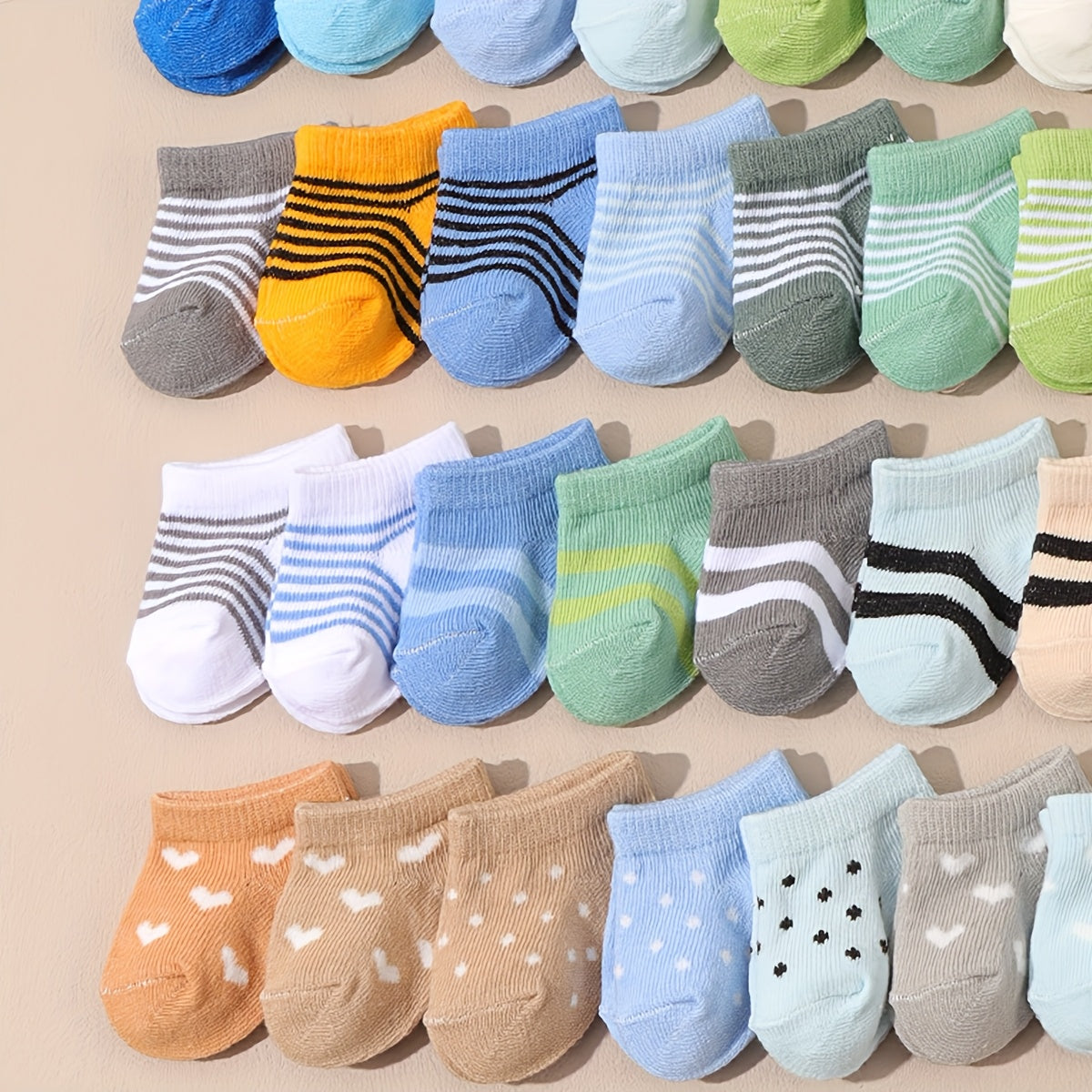 12 Pairs of Random Solid Color Polka Dot Striped Socks and, /MH