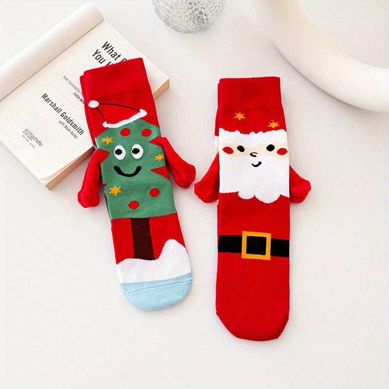Cozy Magnetic Hand-Holding Christmas Socks for Couples - /MH