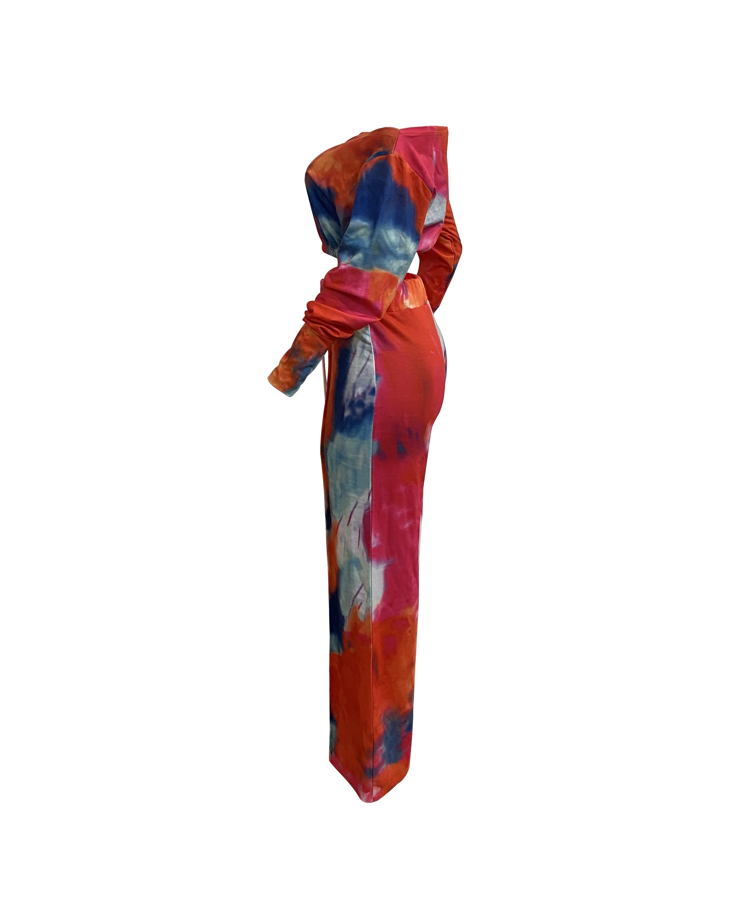 Casual Tie Dye Two-piece Set, Long Sleeve Crop Top & Drawstring Wide Leg Pants Outfits, Women's Clothing