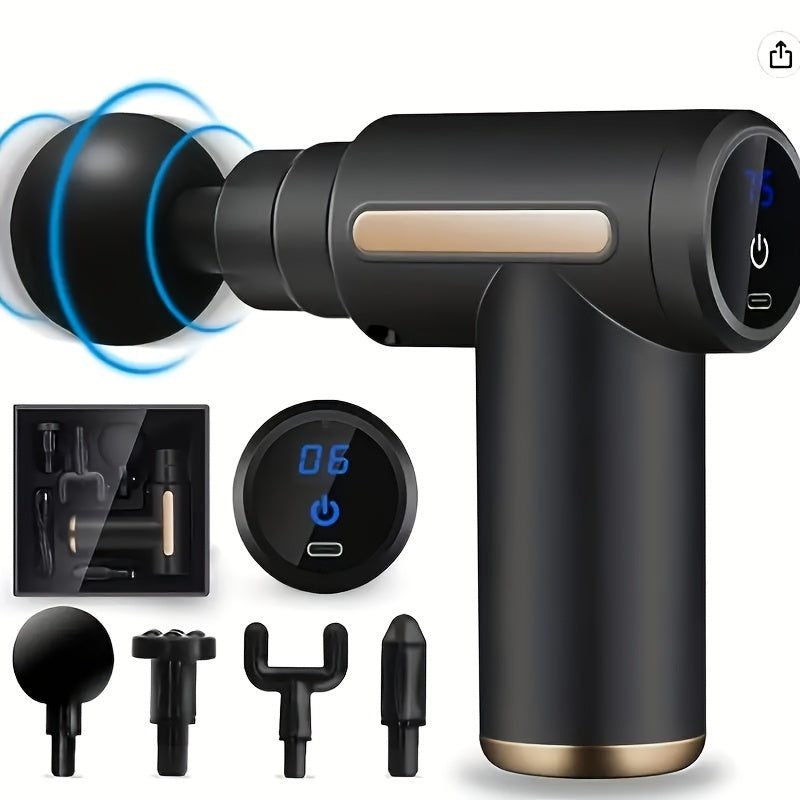 1pc Massage Gun, Deep Tissue Muscle Handheld Impact Massager, Suitable For Body, Back, And Neck Massage Relaxation, Ultra Compact And Elegant Design, High Torque Power Supply, Father's Day Gift For Dad