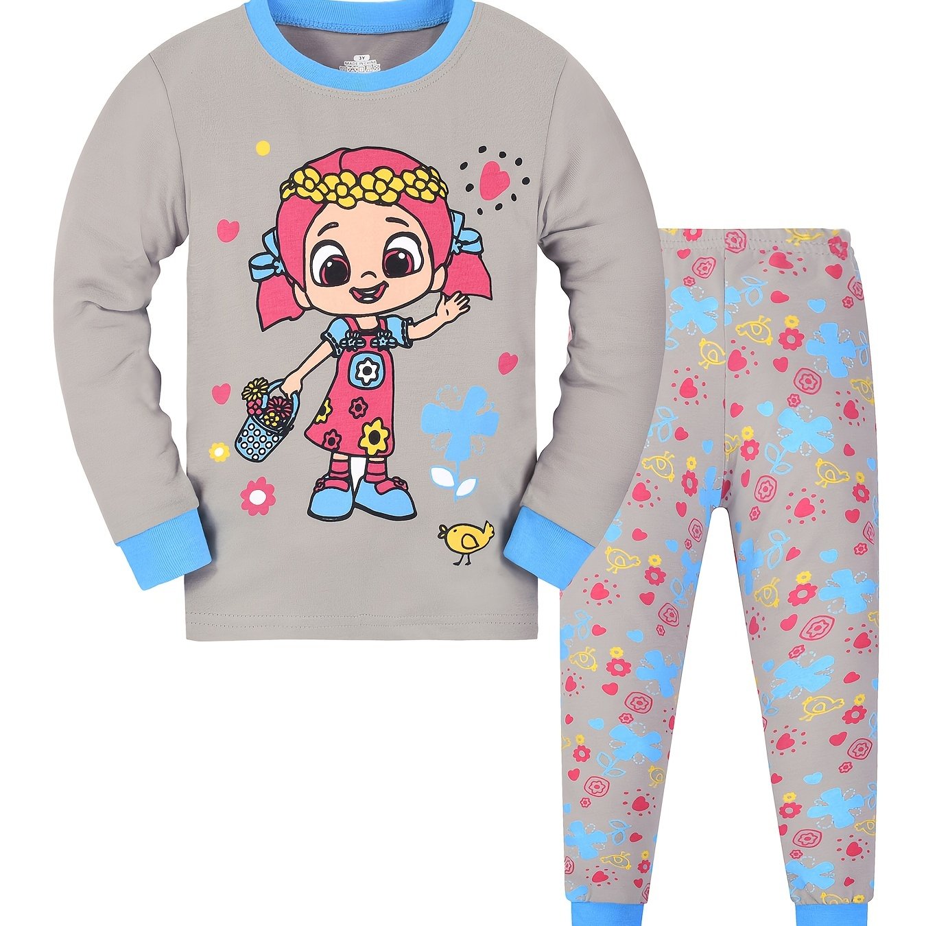 Kid's 2pcs Pajamas, Long Sleeve Top & Pants Set,
