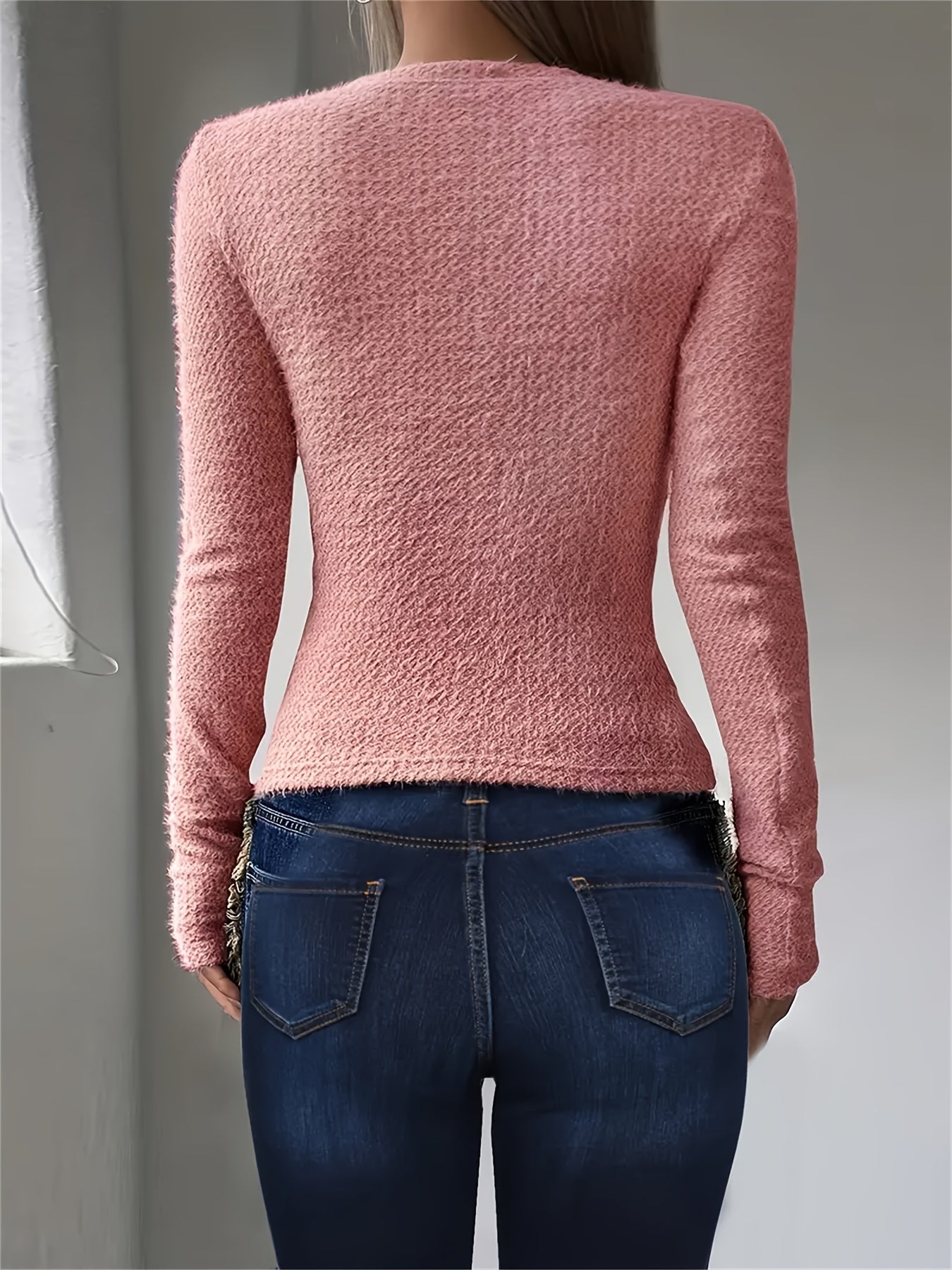 Women'S Casual Long Sleeve Knit Top,