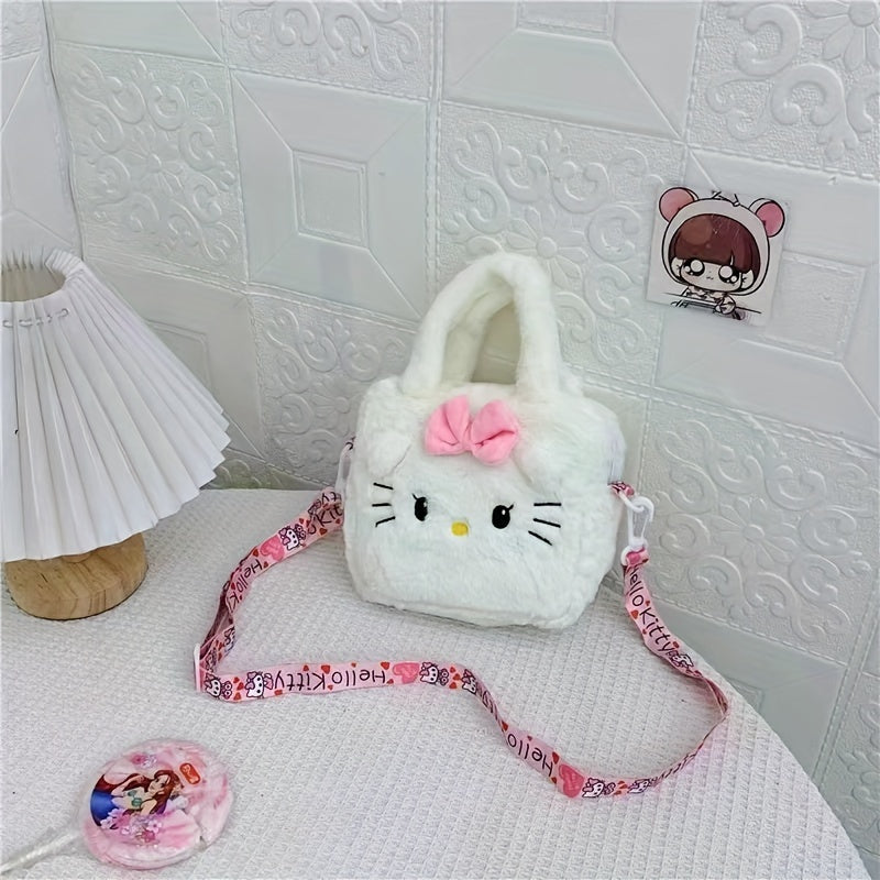 Sanrio Plush Tote Bag, Kawaii Kuromi Cinnamoroll Melody Cartoon Anime Handbag,