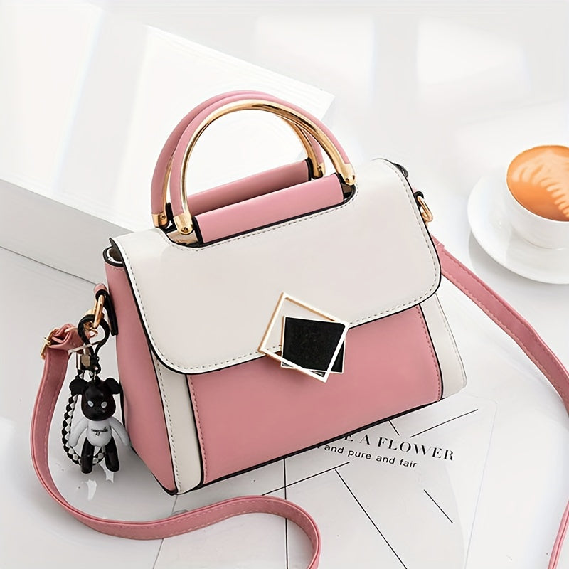Trendy Colorblock Square Shoulder Bag,