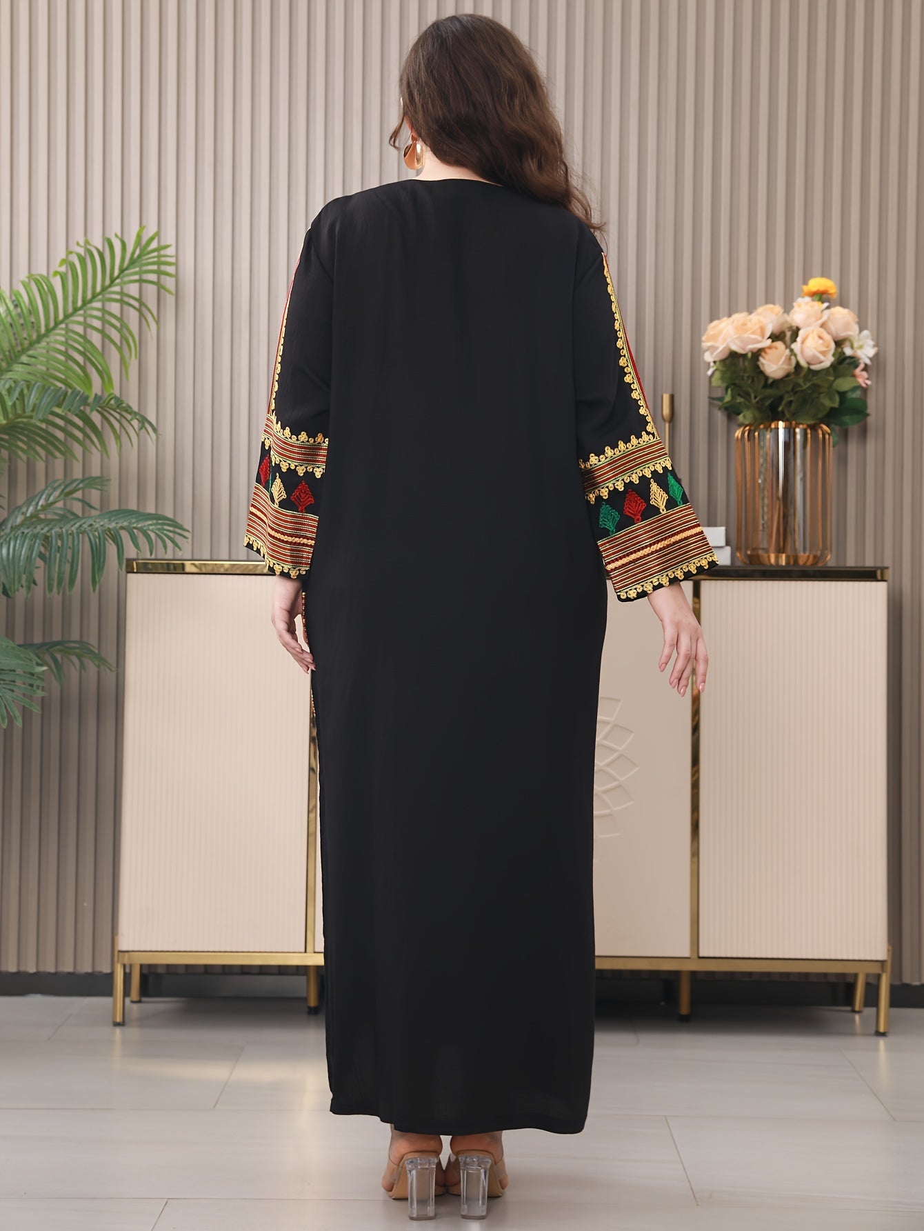 Oriental Embroidered Arab Plus Size Women's Elegant Dress JALABIA ./MH