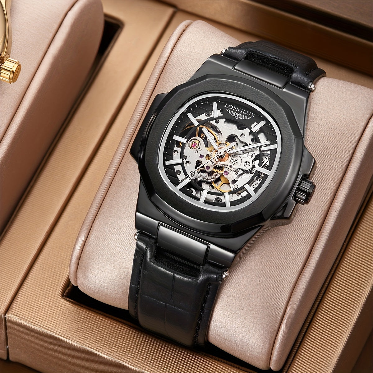 Men's Waterproof Mechanical Watch, Square Dial Business Mineral Glass Mirror Waterproof Wrist Watch, Christmas, Valentine's Day Gift