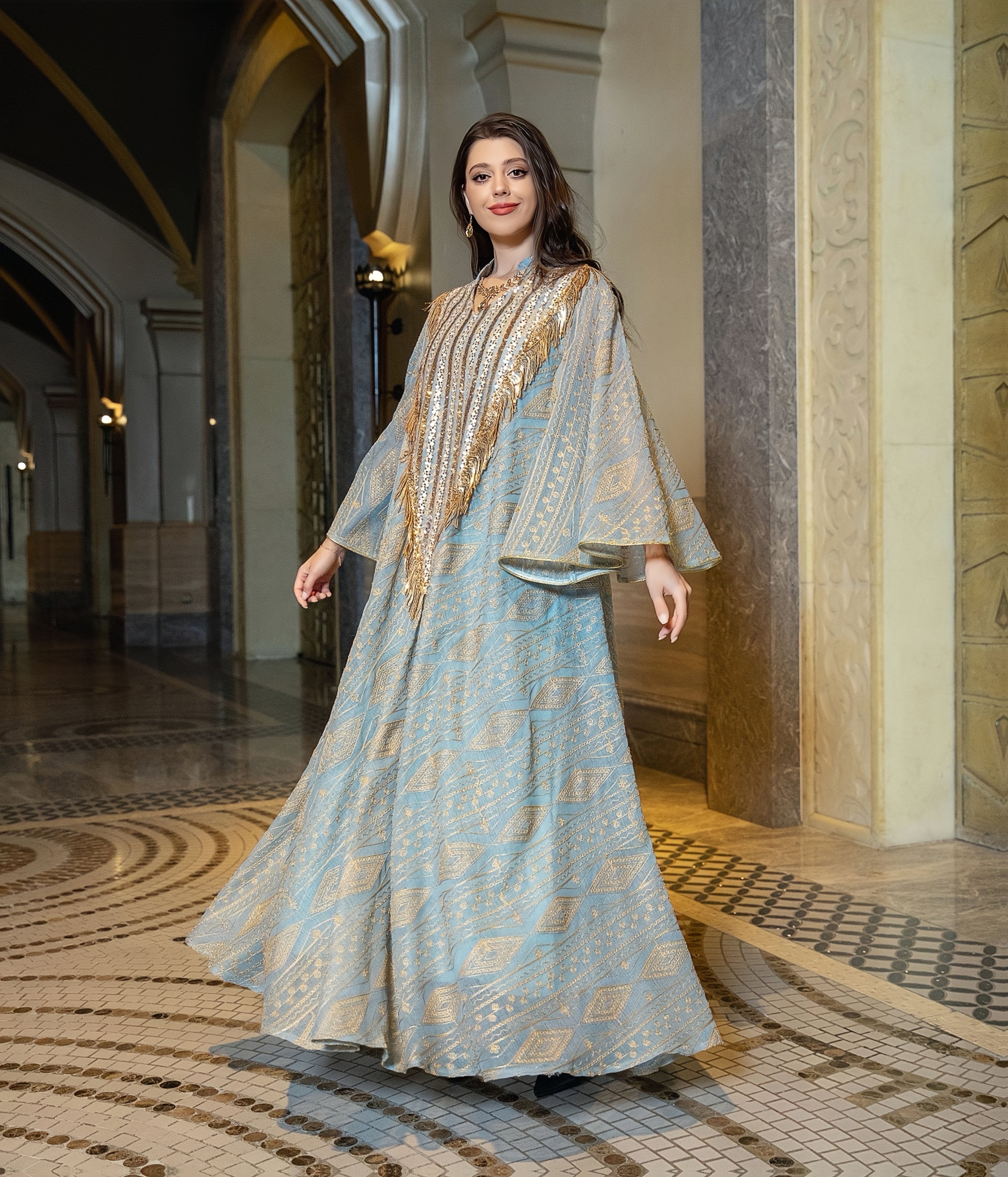 1pc Muslim Evening Dress, Arabic Dubai ./MH