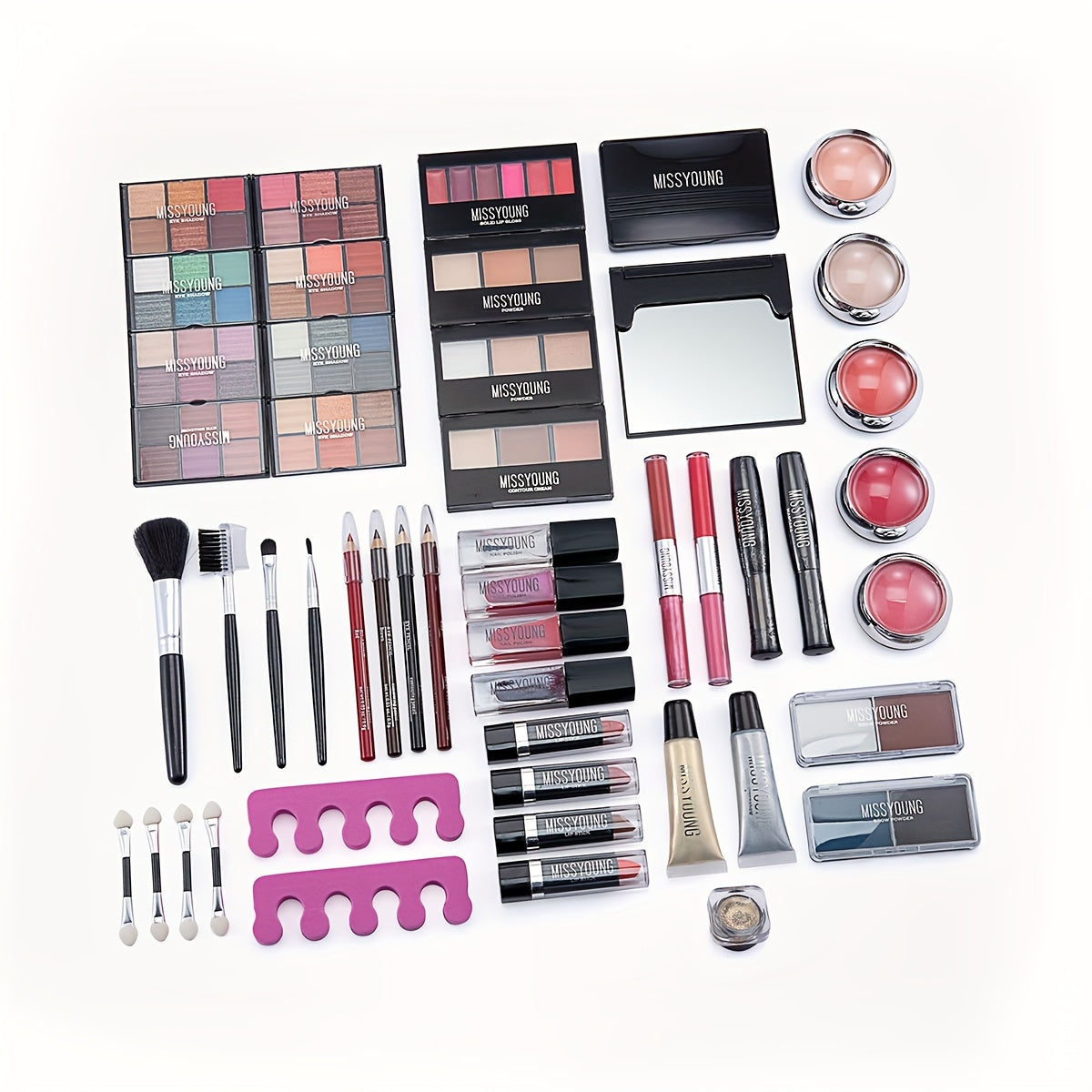 Multifunctional Makeup Set, Eyeshadow/Lipstick/Mascara/Eyeliner/Blush/Contour With Mirror & Brush All-in-one, Ideal Gift For Women