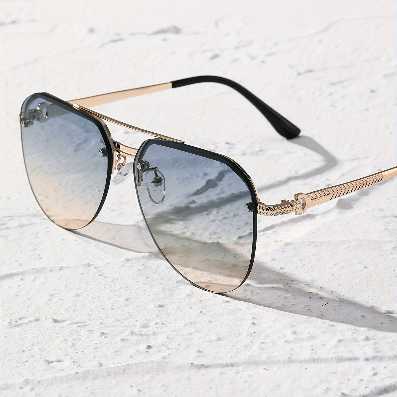 Fashion Glasses For Women Men Gradient Rimless Metal Shades .