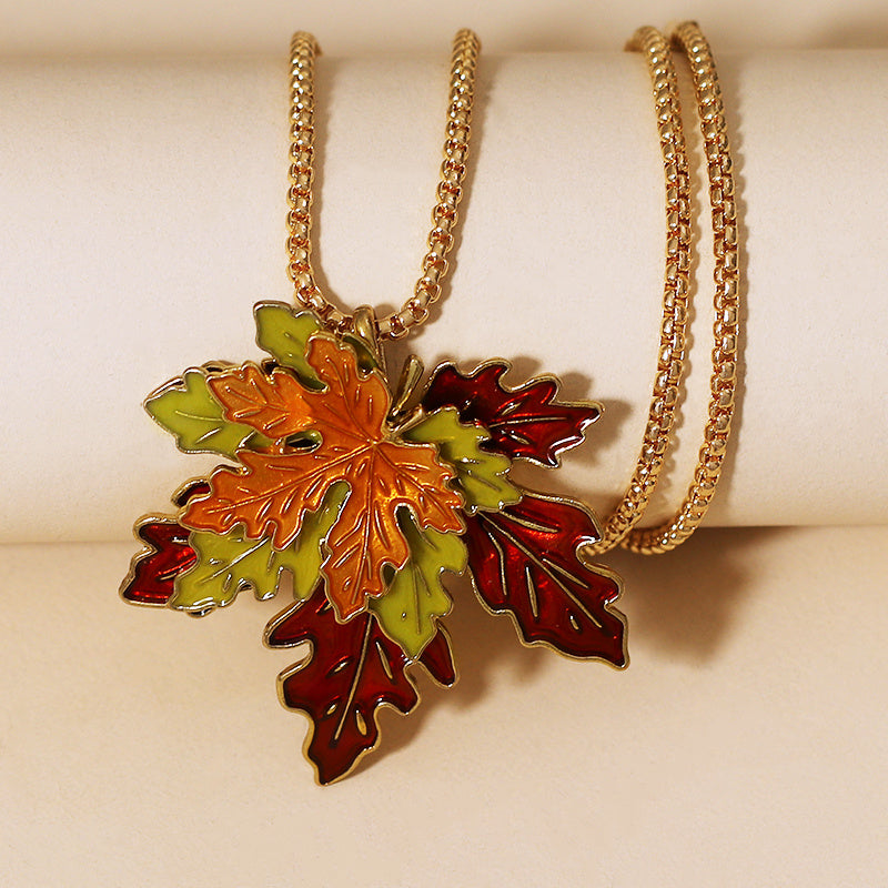 Stackable Maple Leaf Necklace Delicate Neck Jewelry Decorations .