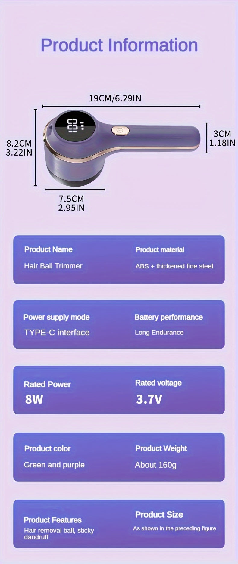 1set, Fabric Shaver, Electric Lint Remover, USB Rechargeable Sweater .