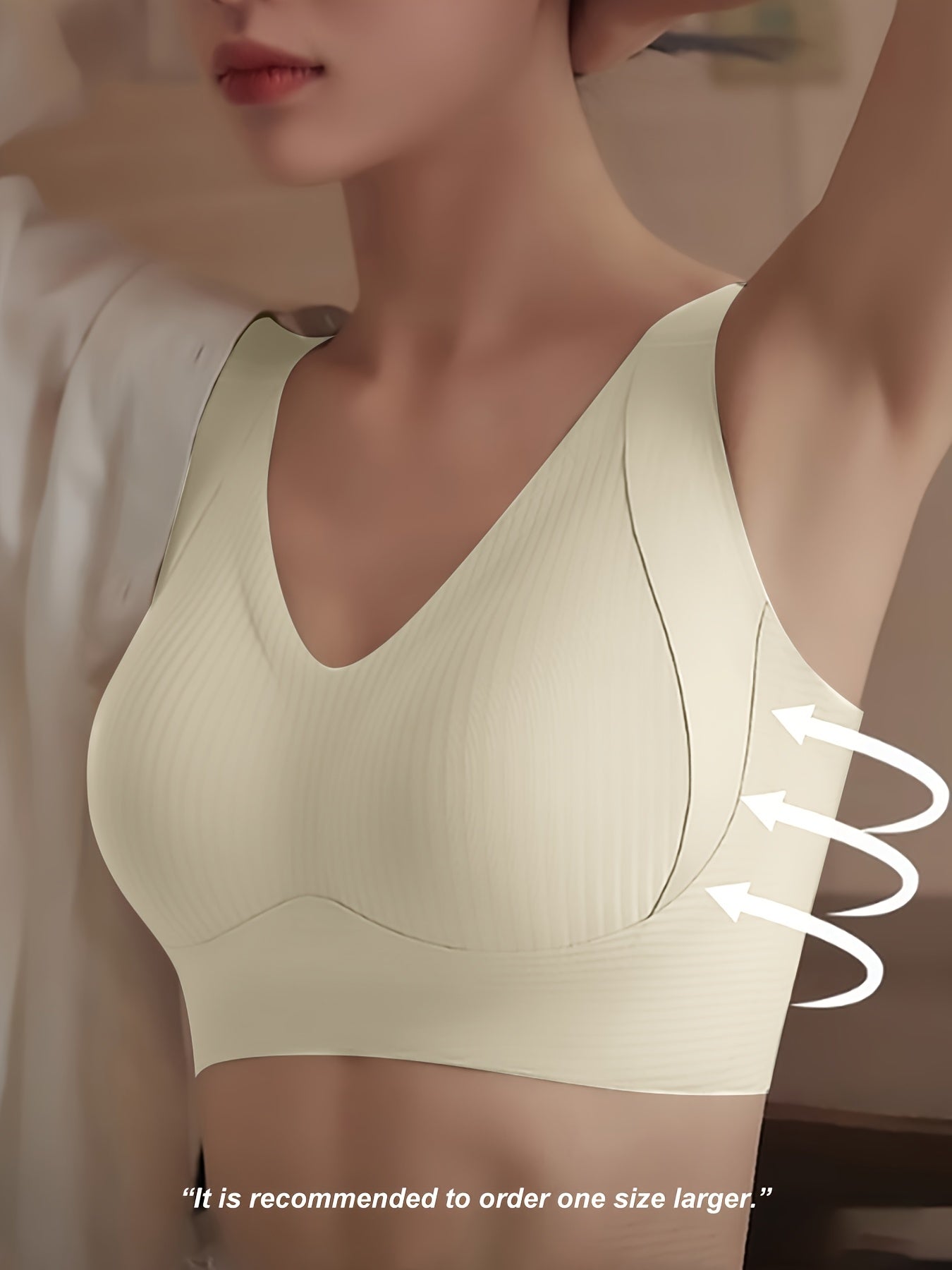 1pc Seamless Wireless Bra, Elegant Solid Color, Breathable & Comfort./MH