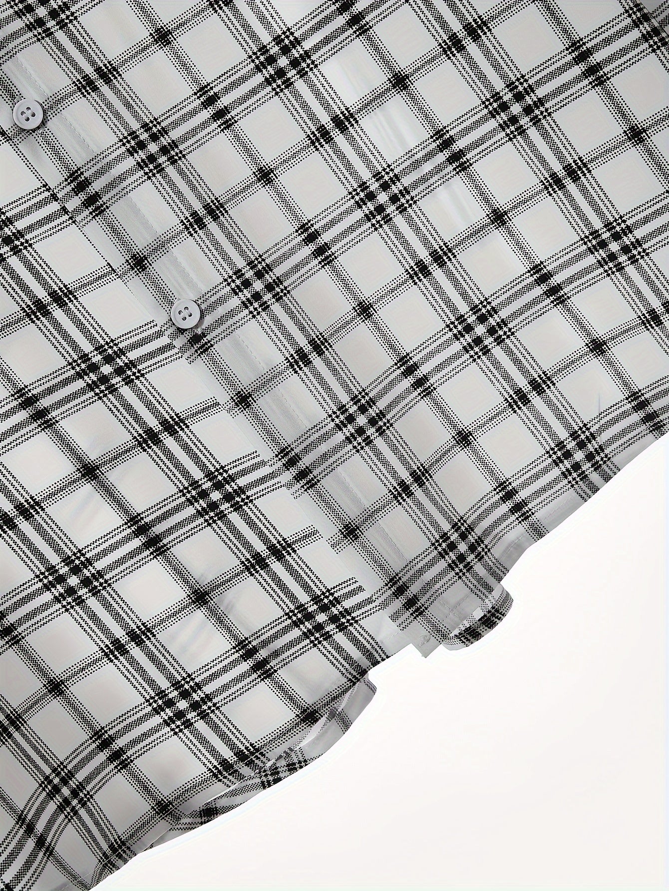 Men's Plaid Pattern Print Lapel Collar Dress Shirts With Chest Pocket,