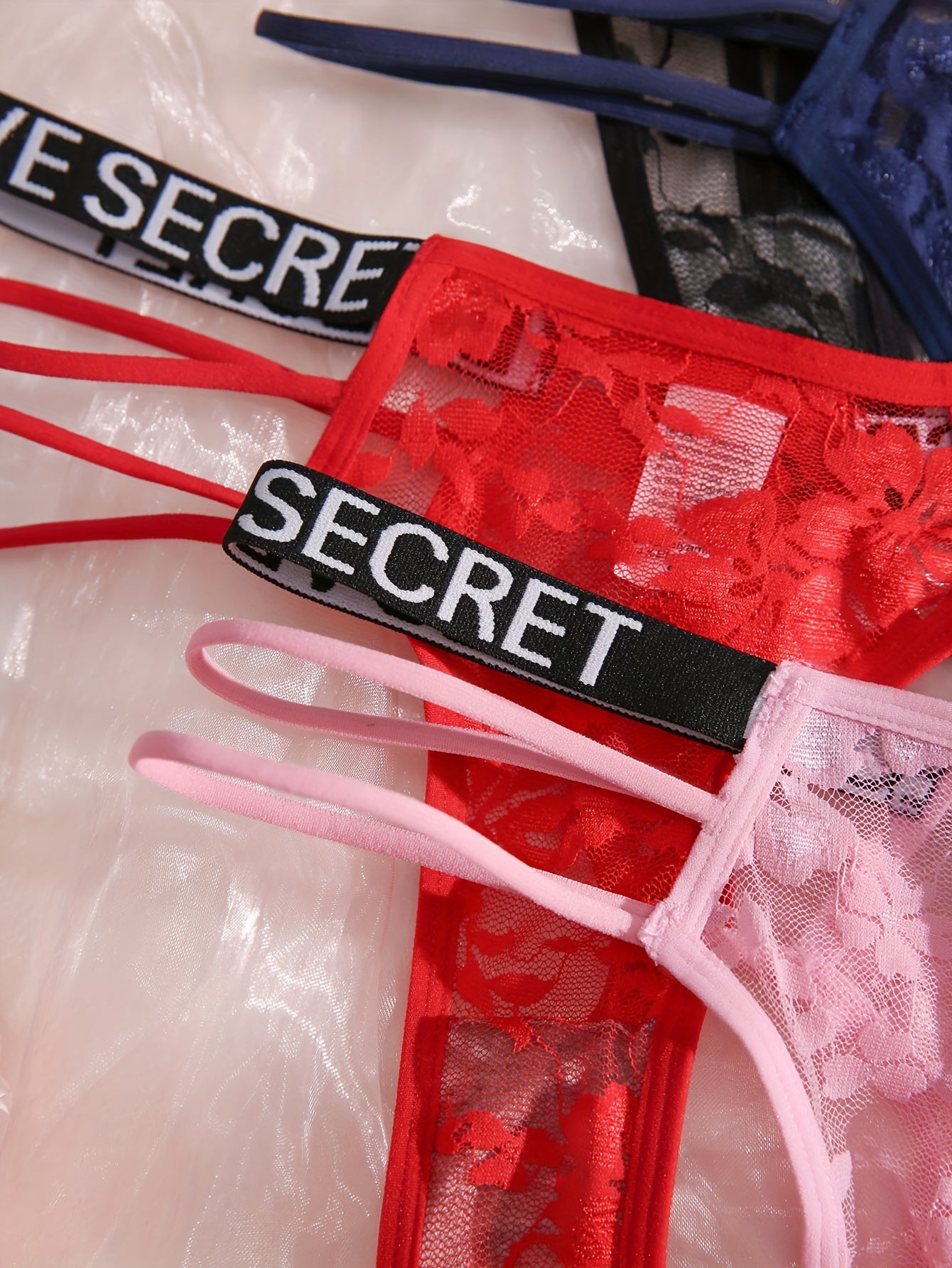 5pcs Letter Print Color Block Thongs, Sexy Comfy Breathable '/MH