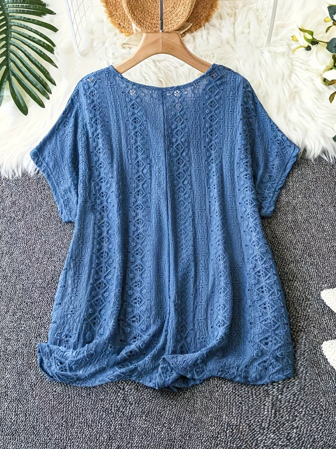 Plus Size - Women'S Elegant V-Neck Bat Sleeve T-Shirt - Slim Fit,