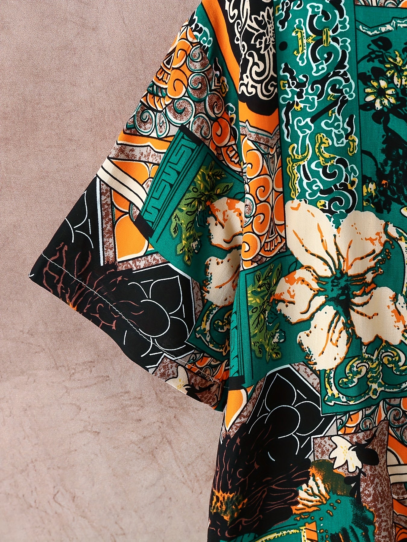 Boys Flower Print Outfit Short Sleeves Button Down Shirt .