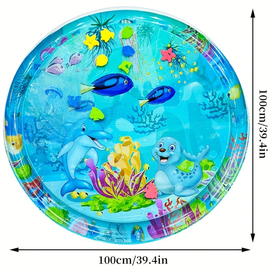 1pc 100cm/39.4in Ocean Themed Patty Water Mat, Crawling Mat, Game Pad, Tummy Time Water Play Mat, Halloween Gift Christmas, Halloween, Thanksgiving Day Gift