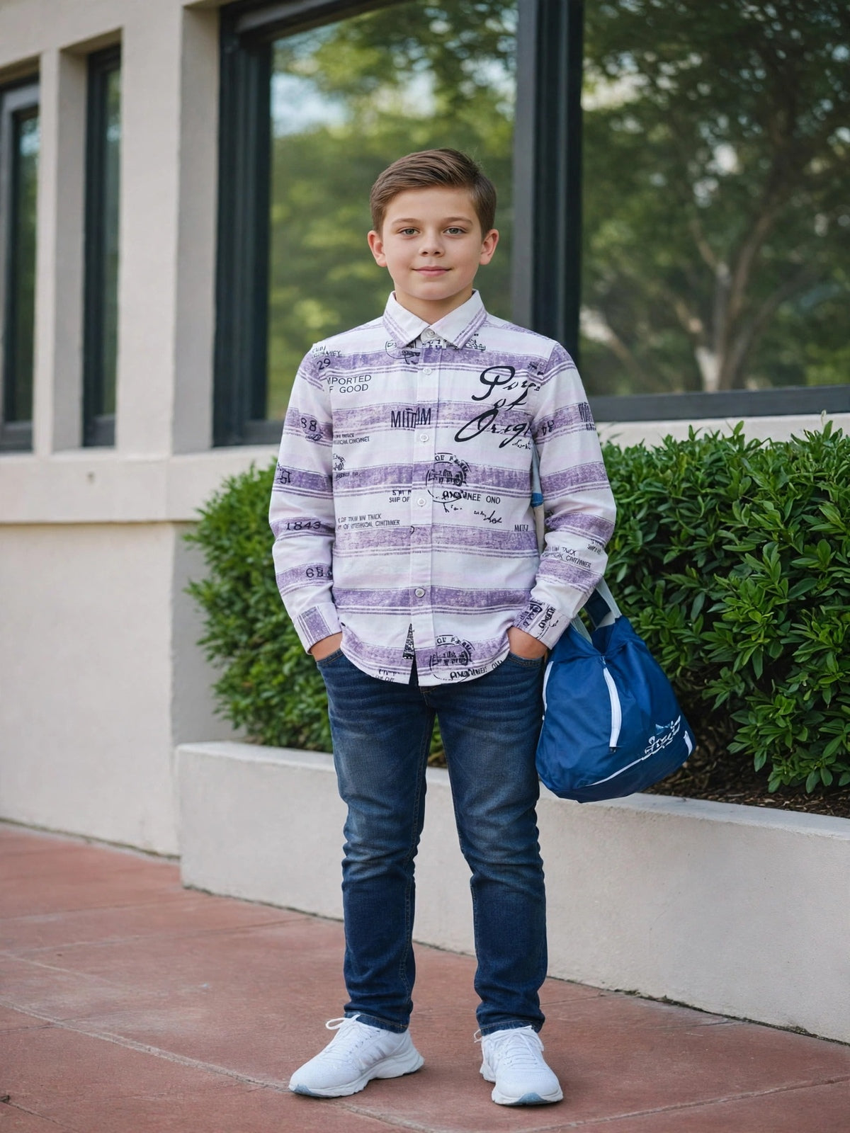 Boys Floral Abstract Print Long Sleeve Shirt | Smart Casual | Ages 3–14 Years