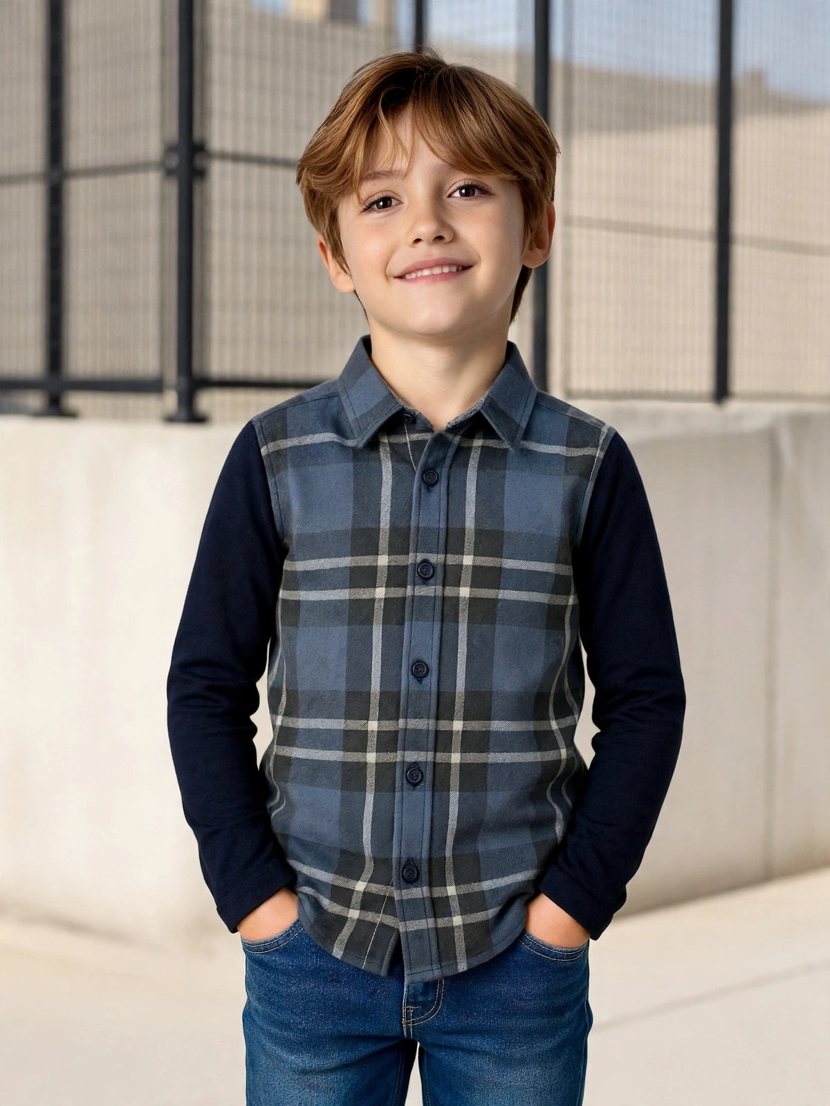 Kids Plaid Button Down Shirt Long Sleeve Casual Check Plaid | Ages 2-12 | MH