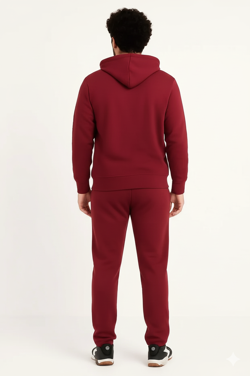Men’s Polo Tracksuit – Hoodie & Joggers Set in Maroon./MH