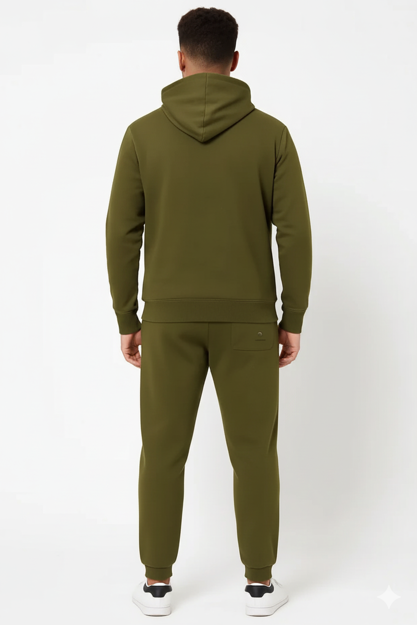 Men’s Polo Tracksuit – Hoodie & Joggers Set in Olive Green./MH