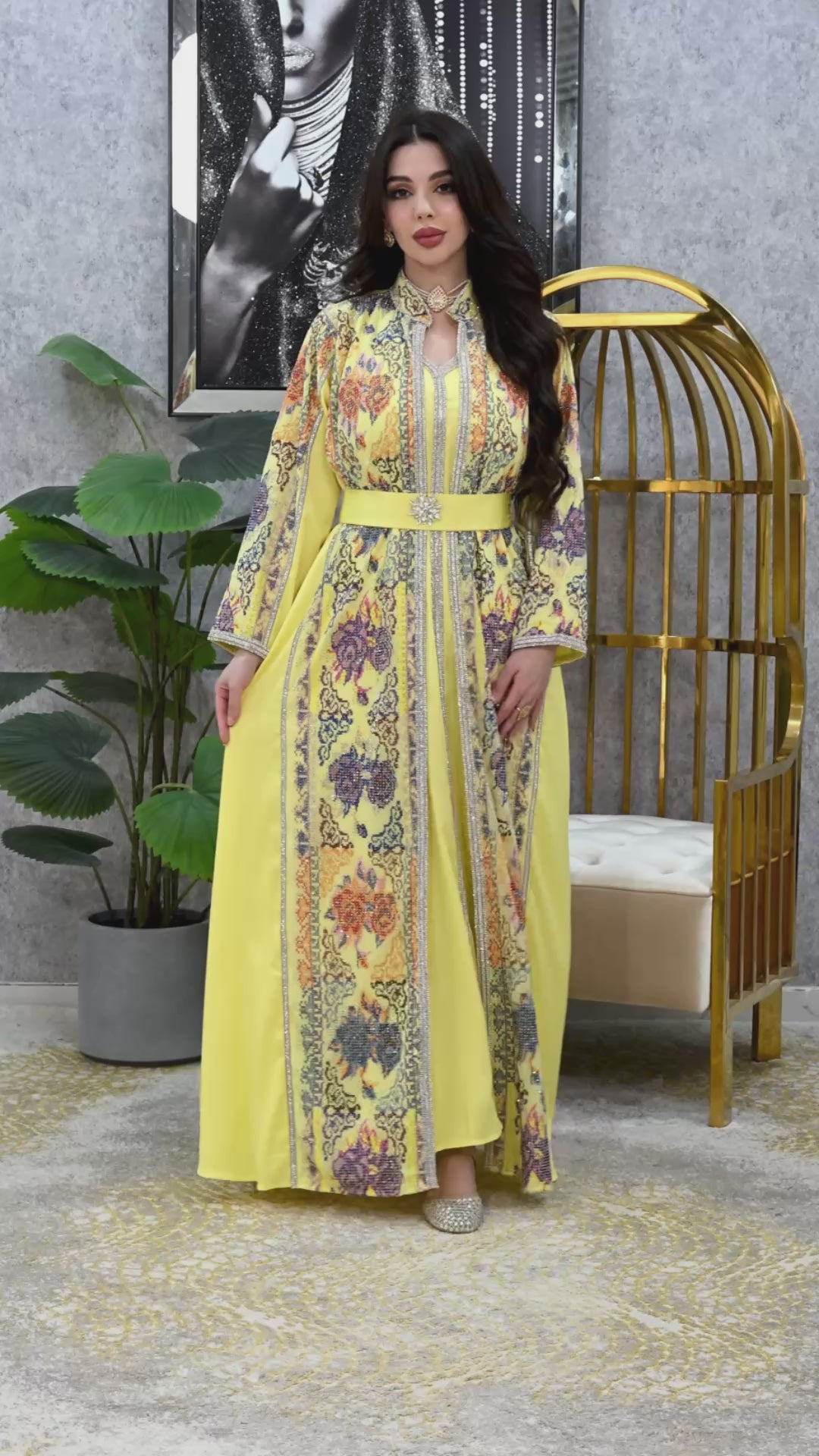 Women's Elite Artisan Sequin-Embellished Kaftan – Luxury Hand-Crafted Gown with Butterfly Sleeves | 4 colors | Sizes M-XXL | MH