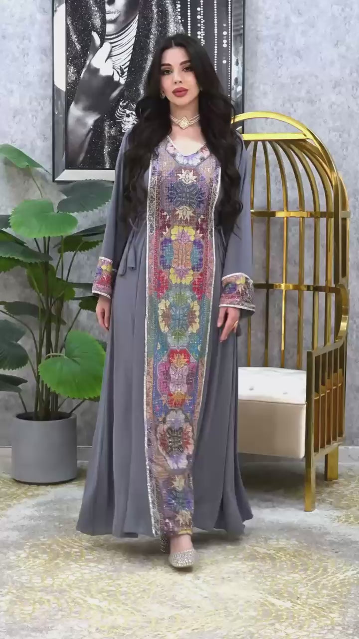 Royal Heritage Embroidered Kaftan | Dubai Occasion Dress for Weddings |4 Colors | Sizes F1-F2 | MH
