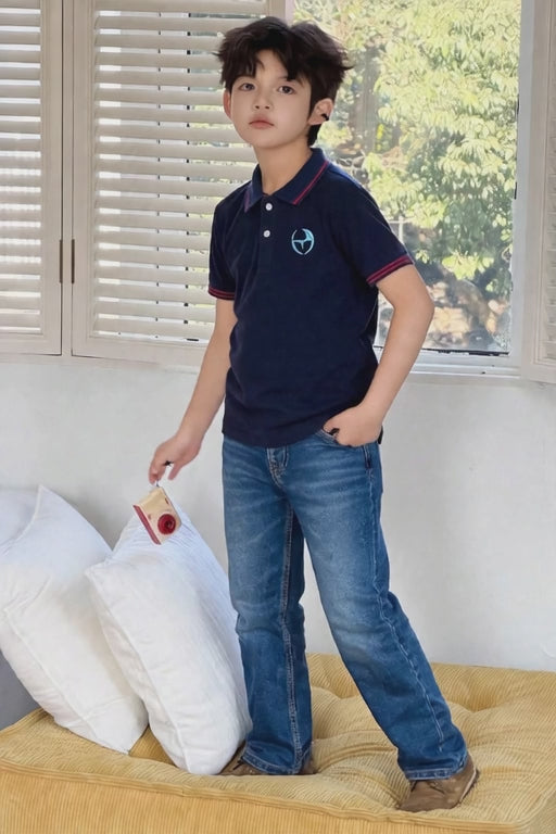 Boys Premium Polo T-Shirt | Classic & Contrast Collar | Embroidered Logo | Age 9–16 Years | UAE