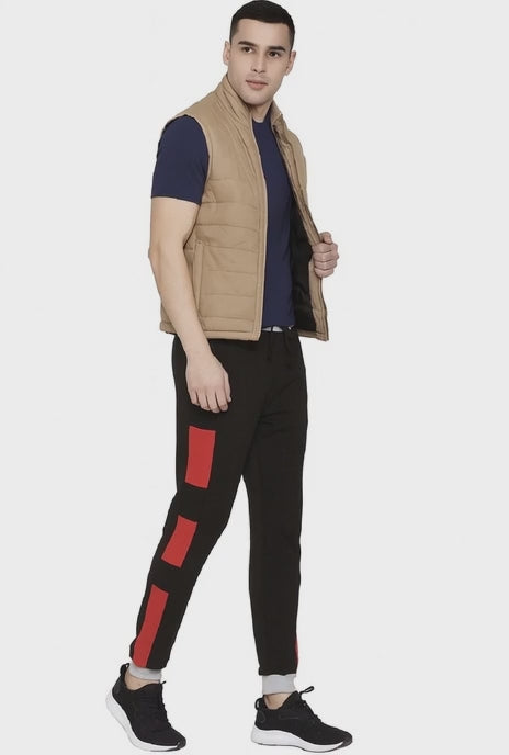 Men’s Black Trouser with Red Block Detailing. /MH