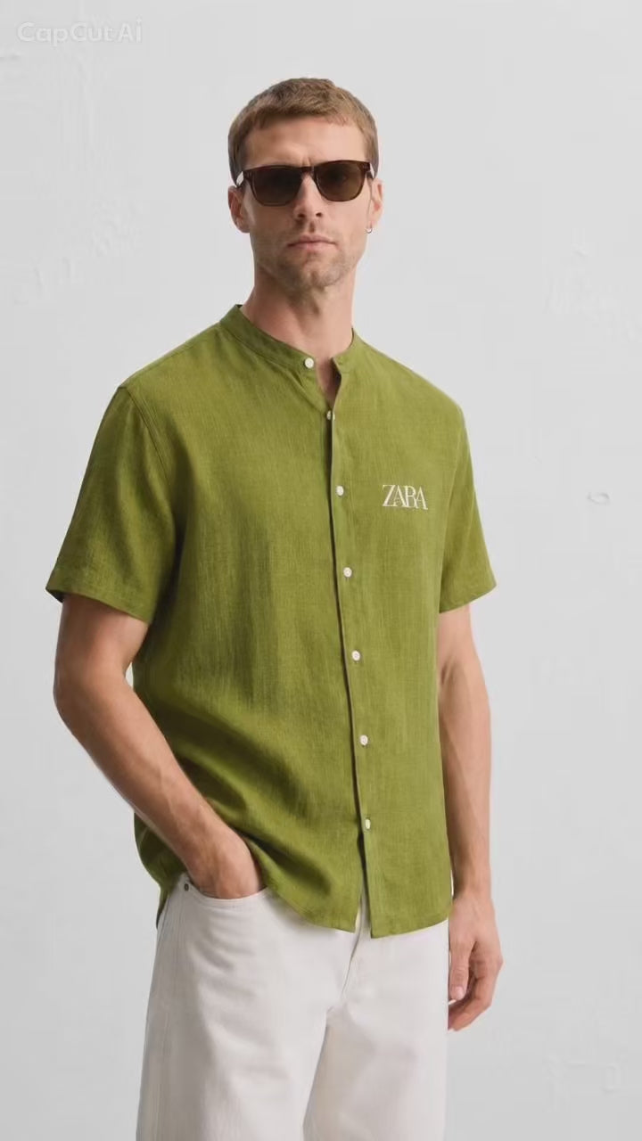 Men’s Premium Rich Linen Half Sleeve Shirt | Band Collar | Summer Casual | 4 Colors | M–XXL | MH