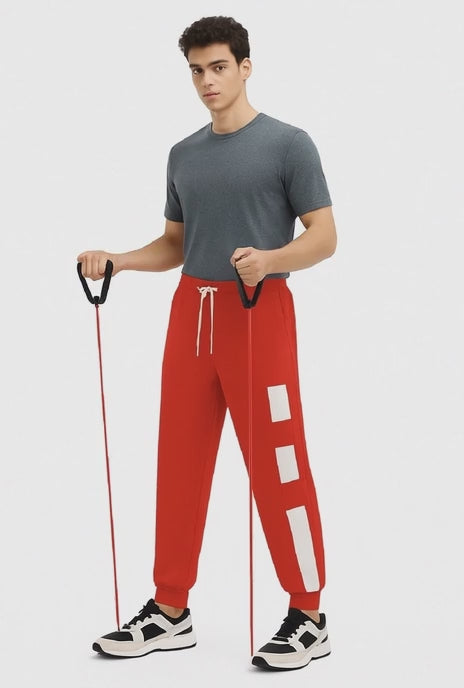 Men’s Red Athletic Trouser with White Stripe Detailing | Sizes S-XXL | MH