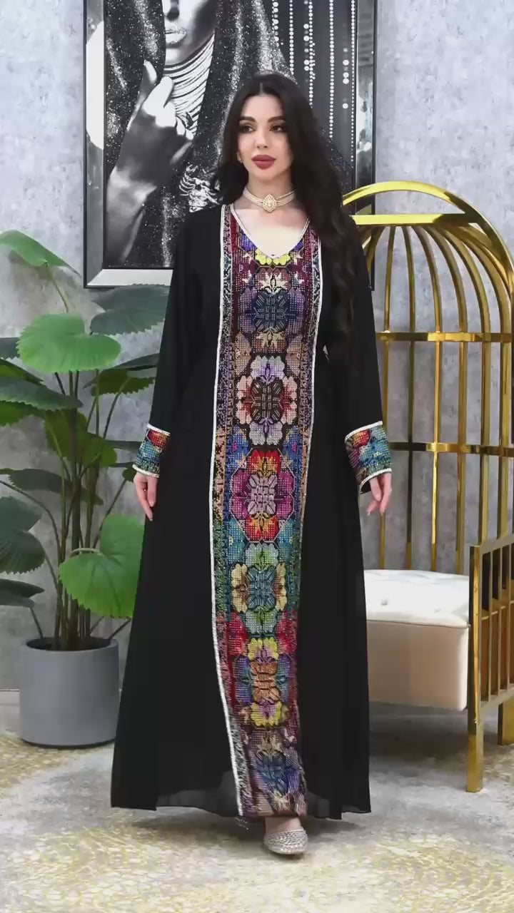 Royal Heritage Embroidered Kaftan | Dubai Occasion Dress for Weddings |4 Colors | Sizes F1-F2 | MH