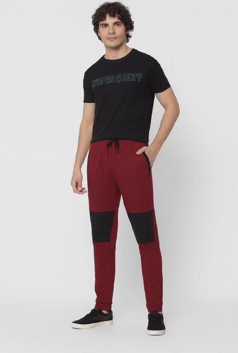 Men’s Burgundy Trouser Pants with Black Knee Panels | Sizes S-XXL | MH