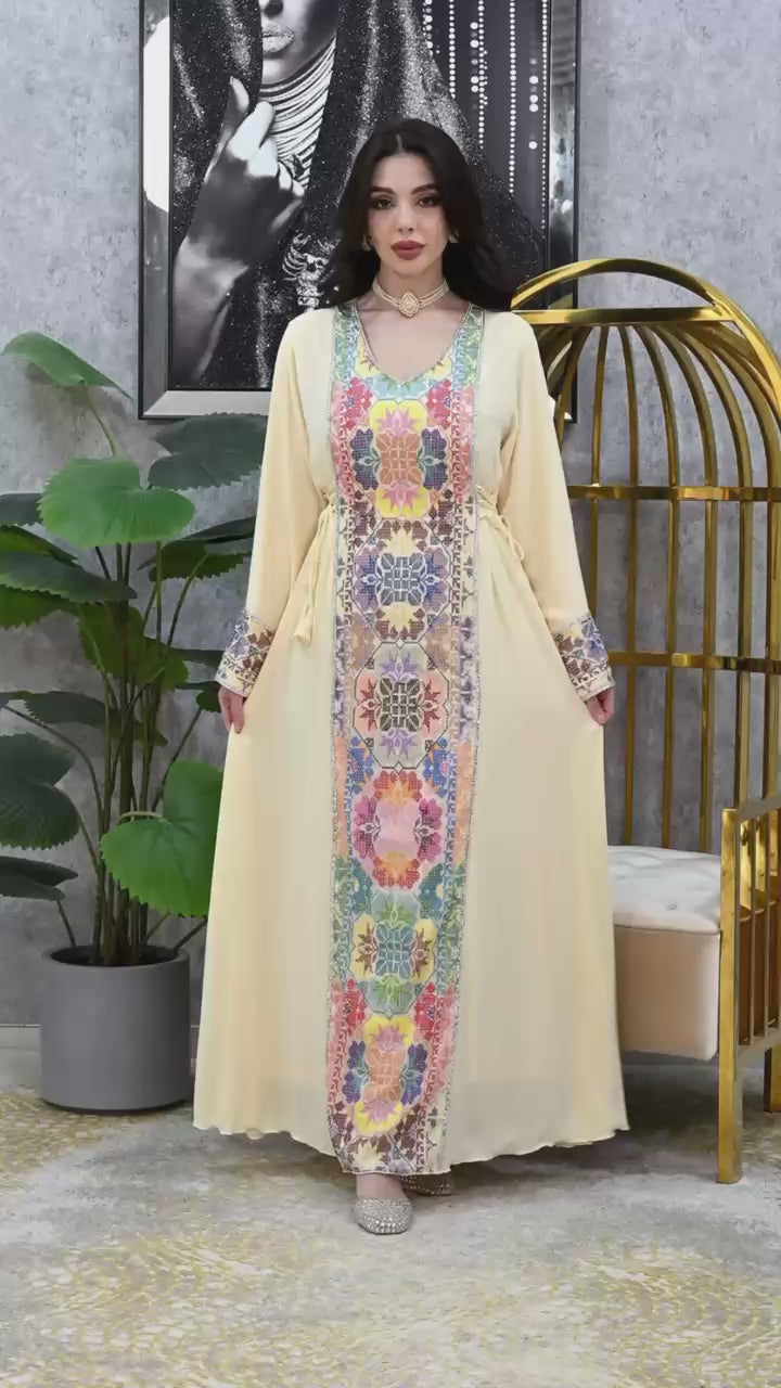 Royal Heritage Embroidered Kaftan | Dubai Occasion Dress for Weddings |4 Colors | Sizes F1-F2 | MH