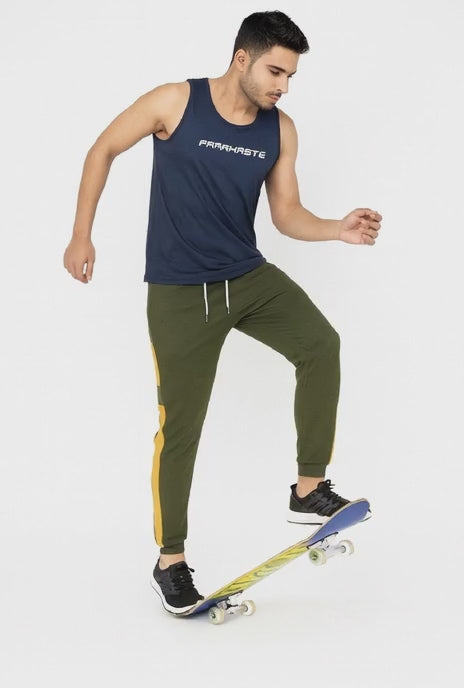 Men’s Olive Green Trouser with Yellow Stripe Panels. | Sizes (30"-38") | MH