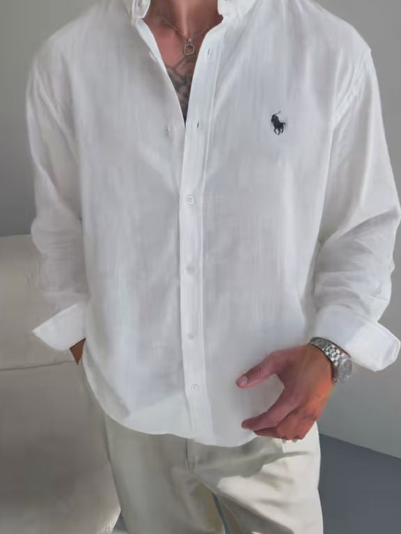 Men’s Premium Linen Band Collar Shirt | Full Sleeve | Smart Casual | 5 Colors | M–XXL | MH