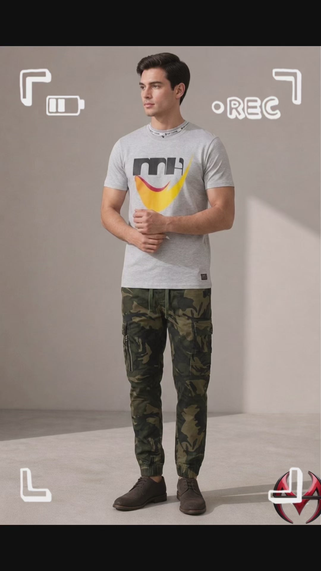 Men’s Signature Graphic Tee & Camo Cargo Jogger Set – Urban Streetwear Collection | Sizes S-30-XL-38 ) MH