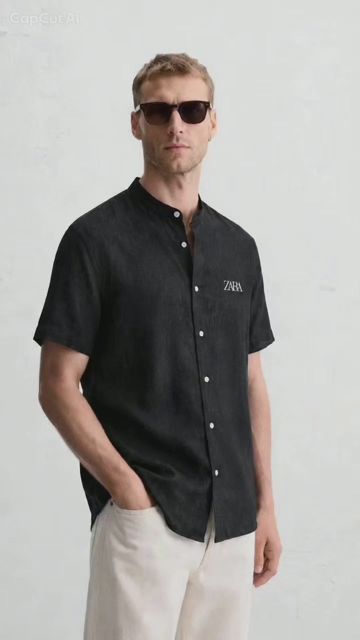 Men’s Premium Rich Linen Half Sleeve Shirt | Band Collar | Summer Casual | 4 Colors | M–XXL | MH