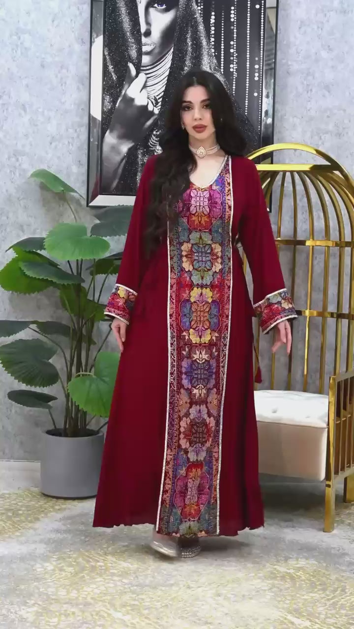Royal Heritage Embroidered Kaftan | Dubai Occasion Dress for Weddings |4 Colors | Sizes F1-F2 | MH