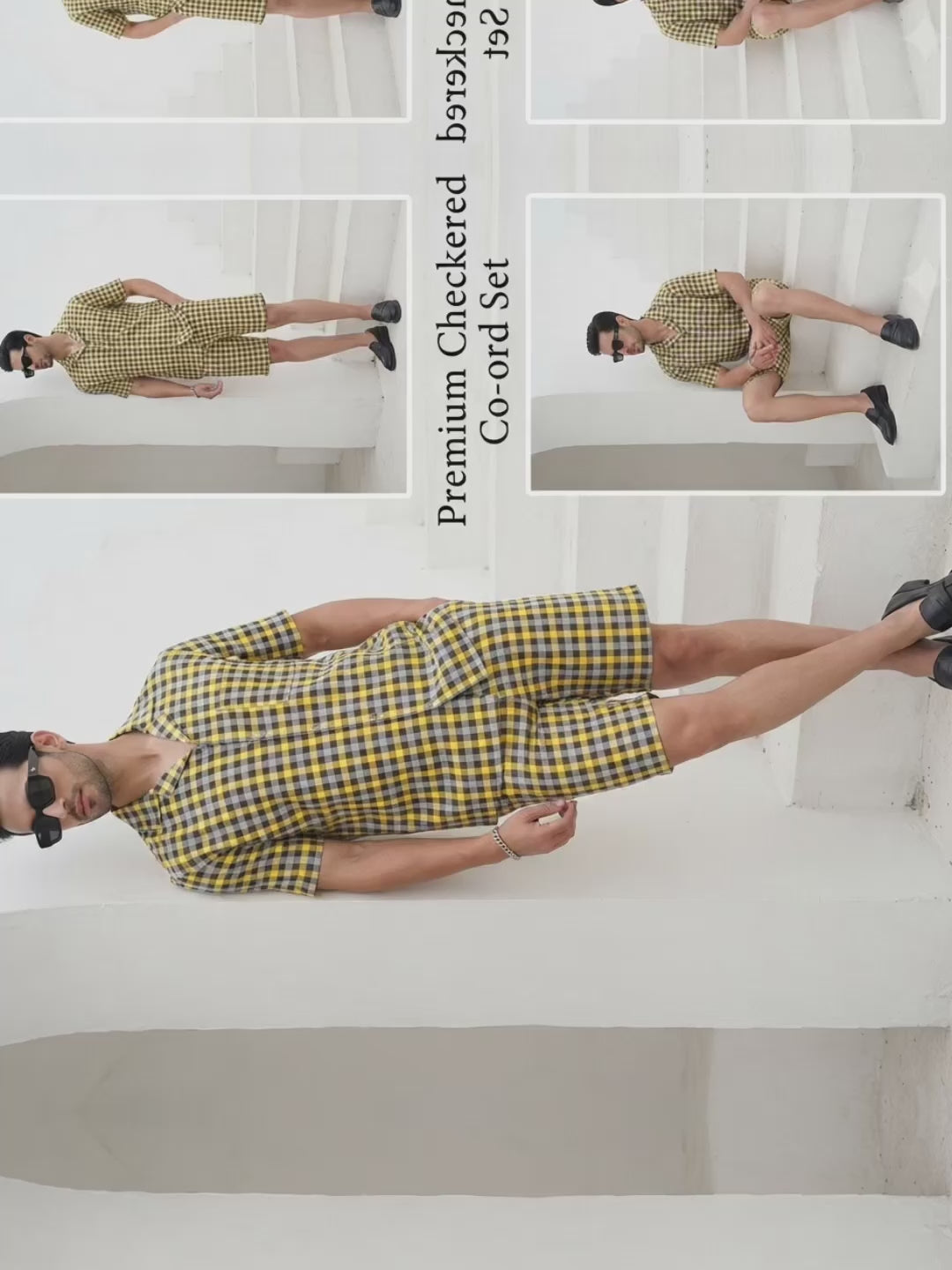 Men's Gingham Check Normal Collar Shirt and Shorts Set | 5 Colors | Sizes M-XXL | MH