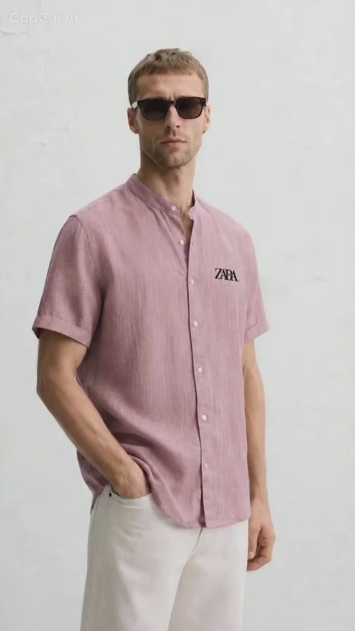 Men’s Premium Rich Linen Half Sleeve Shirt | Band Collar | Summer Casual | 4 Colors | M–XXL | MH