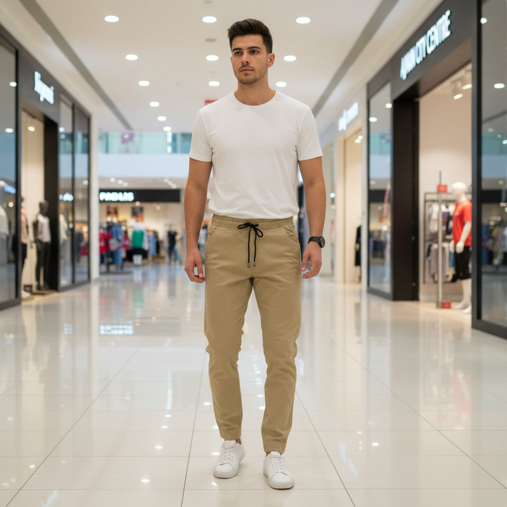 Men's Premium Beige Joggers - Relaxed Fit Drawstring Sweatpants | 4 Colors | S to XXL | MH