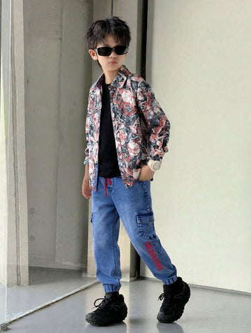 Kids Oven & Knit Contrast Long Sleeve Cotton Shirt (3-14yrs)MH