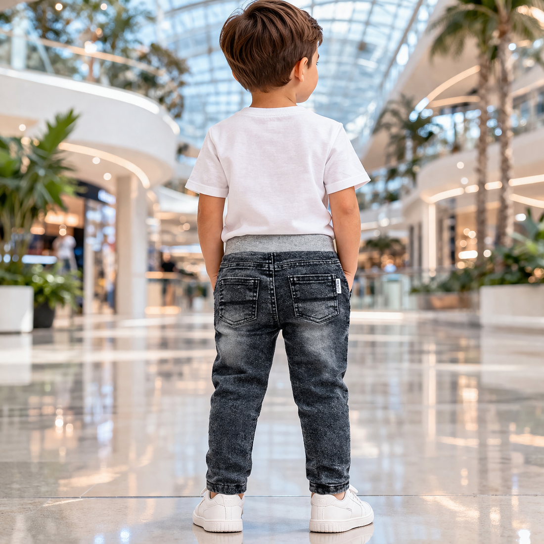 Toddler Boys Black Denim Joggers 1-6 Years | Stylish Casual Jeans with Bright Side Stripes | MH