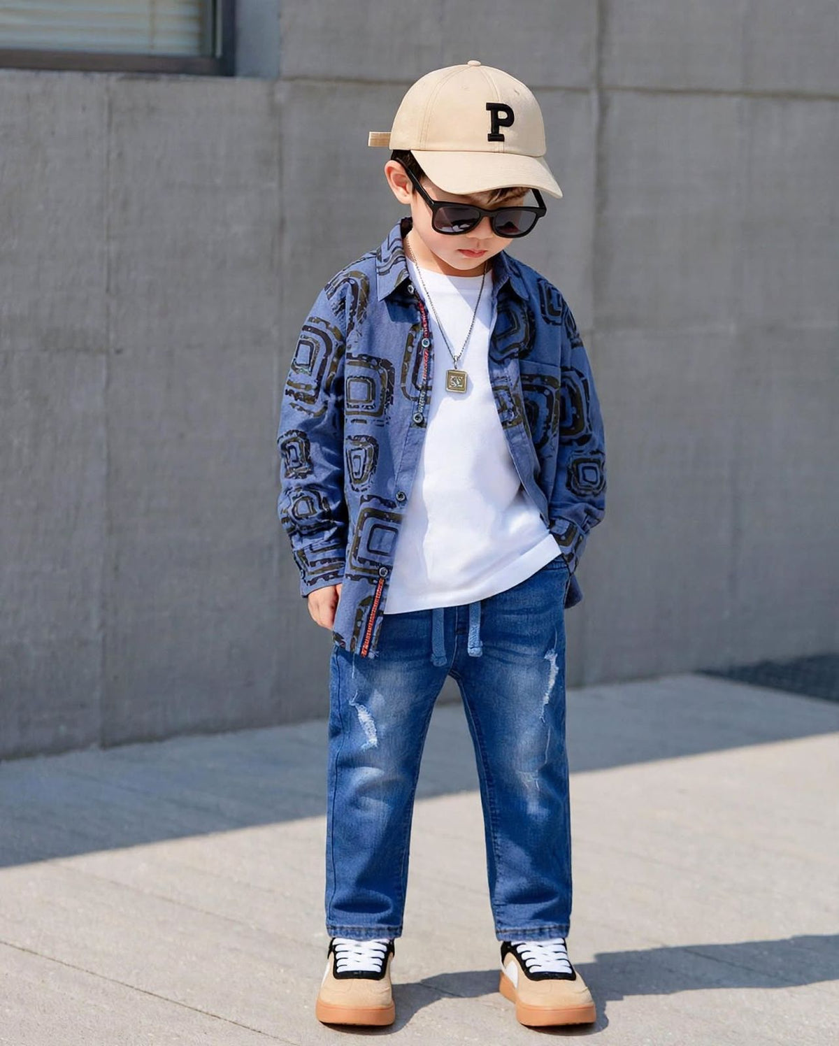Kids Oven & Knit Contrast Long Sleeve Cotton Shirt (3-14yrs)MH