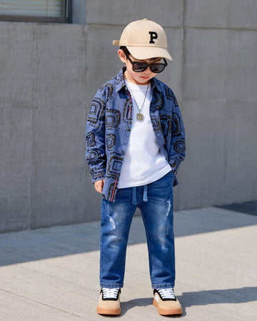 Kids Oven & Knit Contrast Long Sleeve Cotton Shirt (3-14yrs)MH