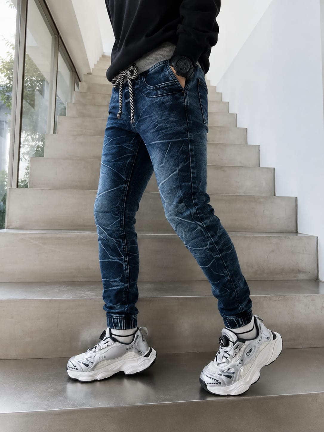 Greening Wash Super Soft Pull-On Jeans with Contrast,Dusting and Stretch|MH (2-12yrs)